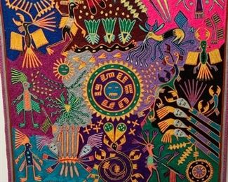 Item #52    $250    Eligio Corillo Vicente   Huichol yarn painting, 23 1/2'' square