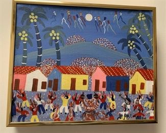 Item #60      $65    G. Palma Haitian acrylic on canvas 88', 9'' x 11''