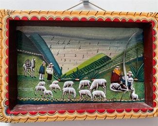 Item #65     $35   Peruvian oil on panel (as is, torn) 9 1/2'' x 6''