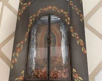 Item #89    $50  Virgin de Gualalupe retablo, unsigned,, 12'' x 12 3/4''