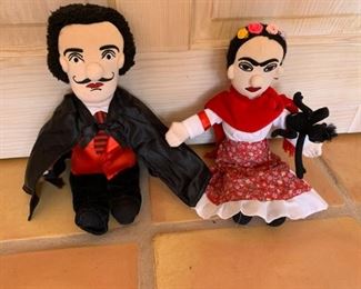 Item #238    $20/pair    Salvador Dali and Frieda Kahlo dolls