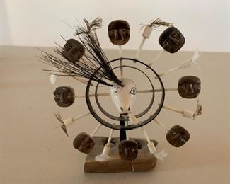 Item #140   $250     Carved fossilized walrus seal miniature mounted mask, 5 1/2"