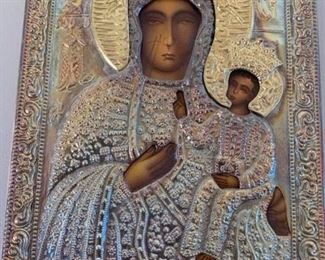 Item #97   $250    Russian icon, Mary and Jesus, 8 3/4'' x 6 3/4''