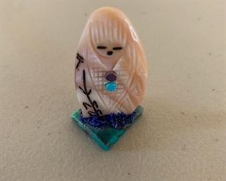 Item #161  $45  Fetish  with inlay turquoise and lapis, 2'' 