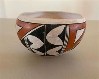 Item #156   $50   Acoma bowl, 6", marked Acoma Sky City