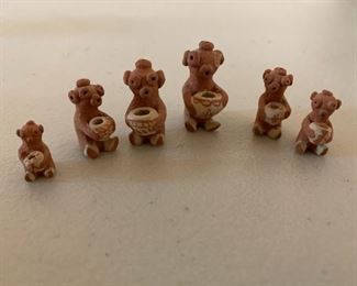 Item #152   $150    Alma L. Concha (Jemez/Taos 1941-) miniature mudheads, set of 6, ~1'' ea