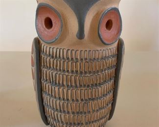 Item #129   $250   Maxine Toya (Jemez 1948-) polychrome owl, 8 1/2"