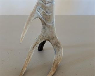 Item #134   $60    Inuit antler carving signed V Tockroo, 6 1/2"