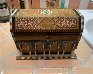 Item #515    $60   Ornate inlaid wood box