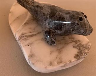 Item #137  $50    Carved seal, signed Yvon Vigneault, 6 1/2" long