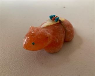 Item #463   $35  Alabaster beaver  fetish with turquoise eyes, 3 3/4'' L