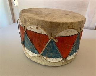 Item #404    $350   Vintage  Cochiti painted rdum, 10 1/2'' D x 7 1/2'' H