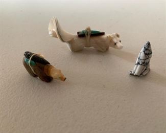 Item #465 $100/lot     3  fetishes, largest 2 1/2'' L