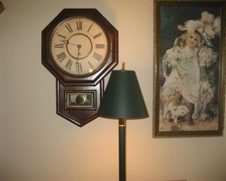SCHOOL HOUSE CLOCK, LADY PICTURE