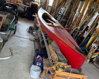 Antique Canvas Kayak Crafted in High School - Great for Restaurant or Store Display. 16 feet 3 inches.