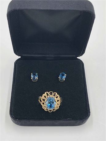 10K Clyde Duneier Earrings Ring Set 