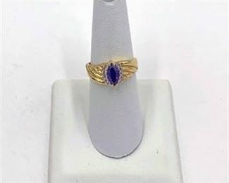 14K Garnet Halo Ring 
