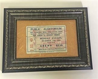1936 Joe Louis VS Johnny Risko Public Auditorium Ticket
