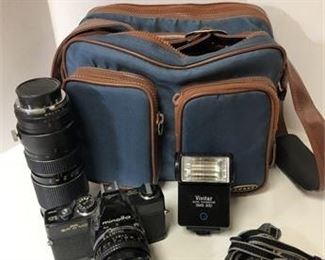 1970s Minolta SR T MC Camera with Accessories 