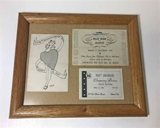 Framed WW II Army Corp of Engineers Memorabilia 