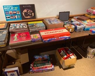 games, record albums  and puzzles