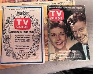 TV Guide America's Long Vigil - Nov, 22 to 25 1963  and Sept 7-13 Year? TV Guide with Janette Davis and Arthur Godfrey 