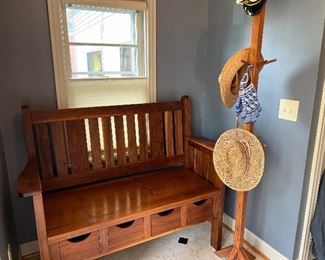 Hand crafted hall bench with under storage
