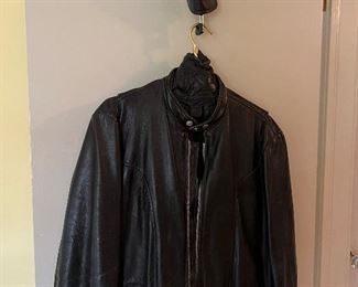 Complete Harley leather coat, chaps, vest and hat