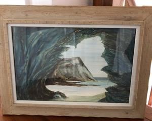Interesting framed painting of an ocean cave