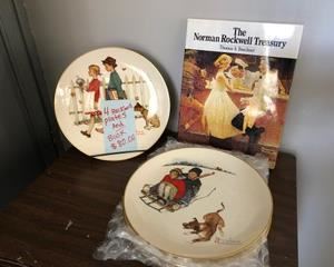 1st Edition Norman Rockwell Four Season plates, all 4 plates plus a NR book!