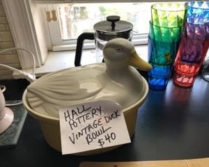 Mid Century Hall Pottery, Vintage duck casserole dish