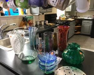 Glassware, mugs, vases and such