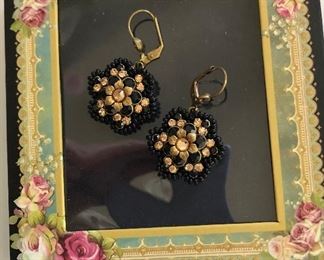 $25 Michal Negrin earrings in original box.   Earrings: 1.75"L  and 1"W 