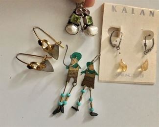 $25 ea Sterling silver earrings  SOLD and Jack and Jill earrings AVAILABLE.  Bottom long earrings: 2"L