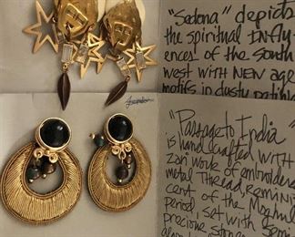$20 ea John Michael Richardson signed earrings.  Bottom earrings: 2.25"L; 1.7"W 