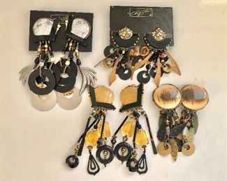 $30 ea Chipita signed clip earrings.  Left, top,, bottom  earrings SOLD : 4.75"L 