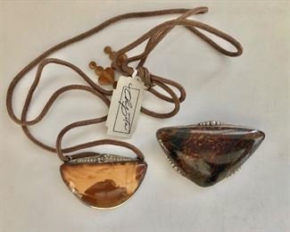  $40 ea Chipita signed sterling silver necklace, pin.  Pin size: 1.4"L; 2.1"W 