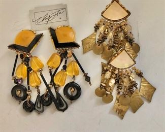 $30 ea Chipita signed clip earrings.  Left earrings SOLD : 4"L  Right earrings available.