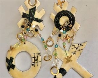 $75 Tic Tac Toe Lunch at the Ritz signed earrings.  4.1"L and 2"W 
