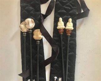 $40 ea Mai Fa hair ornaments in case  Right set SOLD 