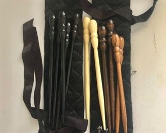$40 ea Mei Fa hair ornaments and case Left 5 sticks, Right 6 sticks (3 pairs)