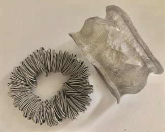 $30 ea Mod style silver tone bracelets.  Right: 3"L diam  SOLD. Left AVAILABLE  both are adjustable 