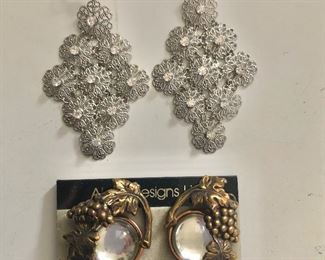 $15 ea Chandelier silver tone earrings, Aloria earrings.  Top: 3.4"Lx1.75"W 
