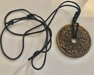 $20 Coin adjustable necklace.  Pendant: 2"diam.  Necklace: 37"L 