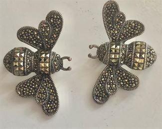 $ 45  Judith Jack pair of sterling silver bee pins. 0.9"L and 1.4"W 