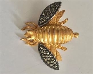 $30 Judith Jack signed sterling , gold tone and marcasite bee pin.  Size: 1.5"Lx1.6"W