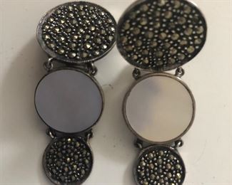 $30 Judith Jack mother of pearl, and sterling clip earrings.  Size: 2.1"L 