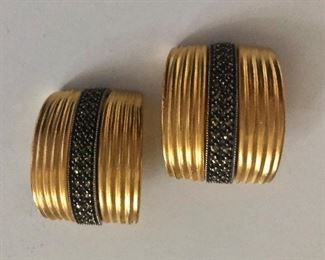$25 Judith Jack sterling silver and gold tone clip earrings.  1.4"L and 1"W 