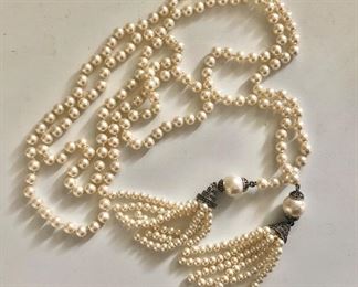 $75 Judith Jack lavalier pearl tassle necklace.  54.5"L 