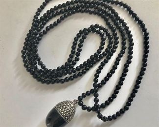 $50 Judith Jack double strand pendant necklace.  49"L  and pendant: 1.25"L 